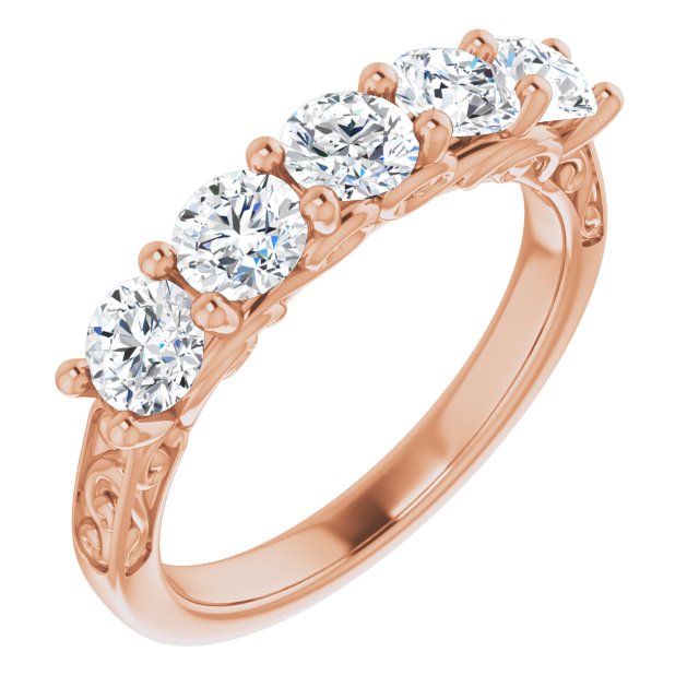 1.20 ct. Round Cut Diamond Wedding Band 5 Stone Anniversary Ring-VIRABYANI